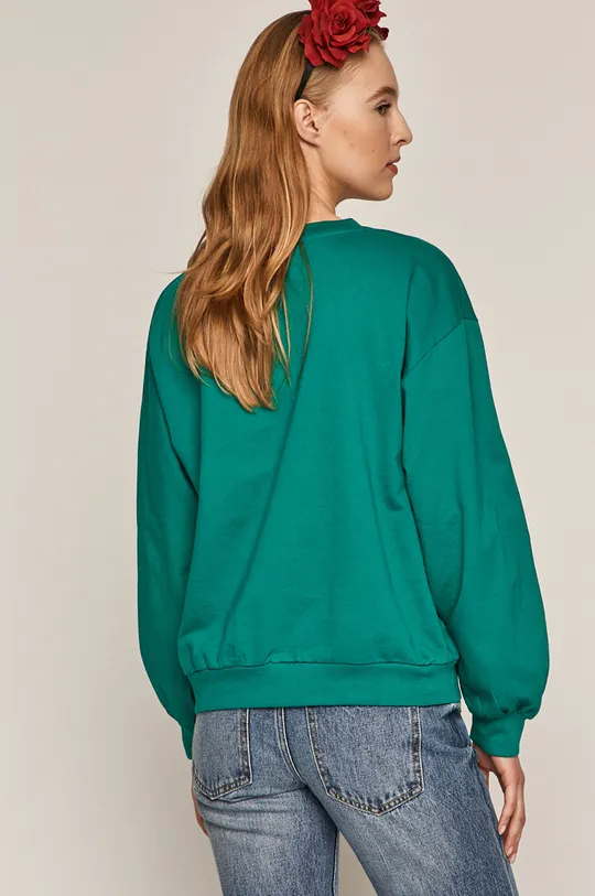 Bawełniana bluza damska z napisem zielona 100 % Bawełna