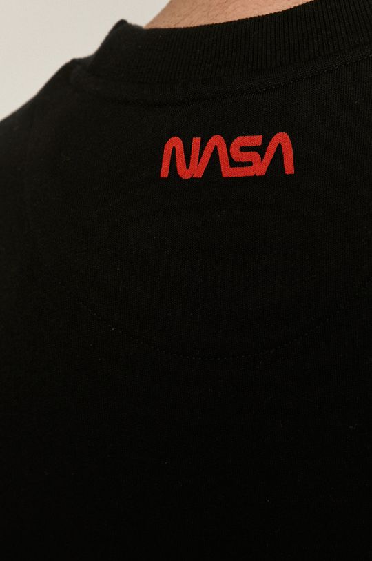 czarny Bawełniana bluza męska z nadrukiem NASA czarna