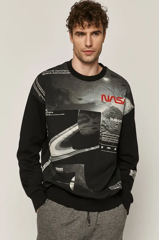 Bawełniana bluza męska z nadrukiem NASA czarna Męski