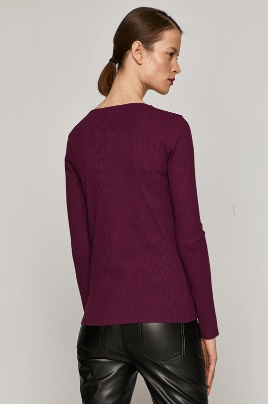 Longsleeve damski z bawełną organiczną purpurowy <p>Longsleeve czarny/ beżowy/ purpurowy : 60 % Bawełna organiczna, 5 % Elastan, 35 % Wiskoza 
Longsleeve szary: 80 % Bawełna organiczna, 5 % Elastan, 15 % Wiskoza</p>