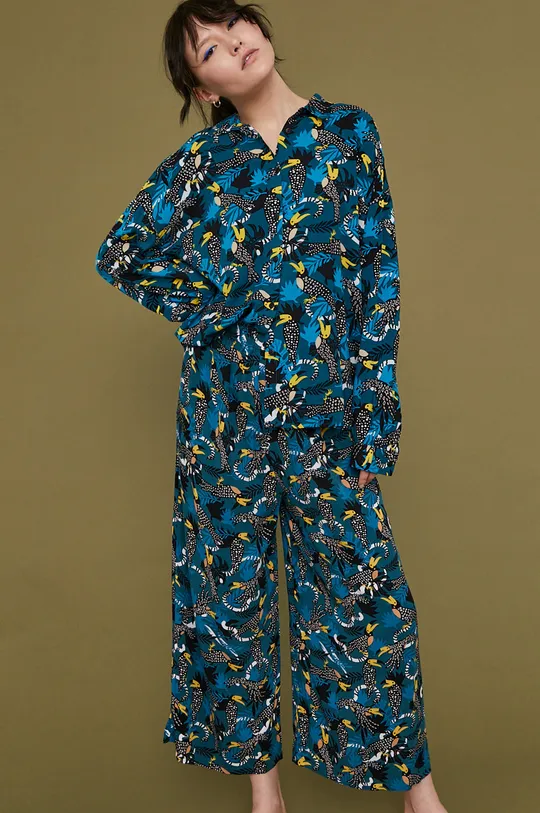 multicolor Wzorzysta koszula damska z wiskozy Damski