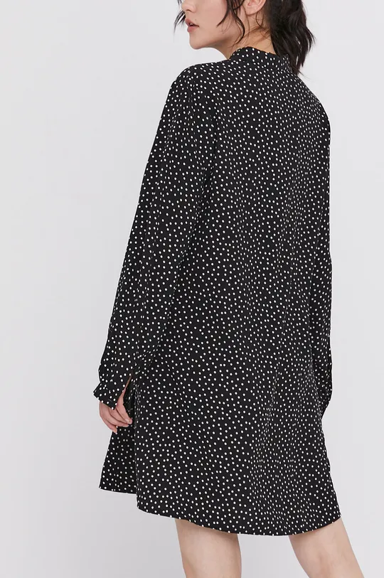 czarny Długa wzorzysta koszula damska z wiskozy czarna