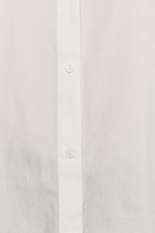 Koszula bawełniana damska z bufiastymi rękawami biała biały