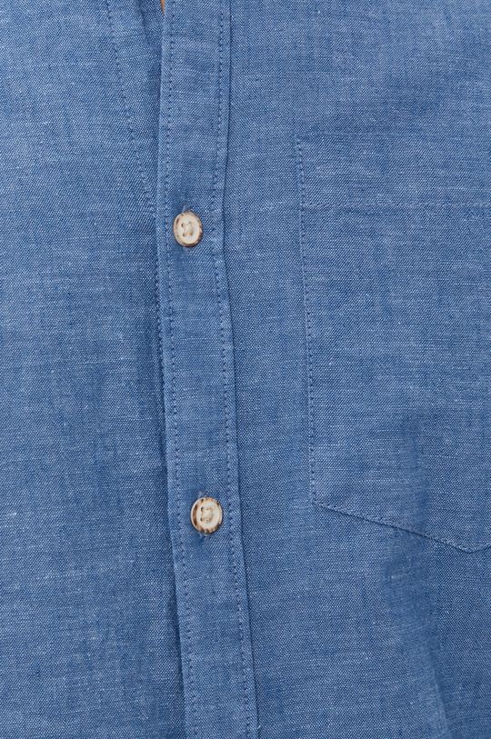 Koszula męska z lnu i bawełny organicznej niebieska jasny niebieski