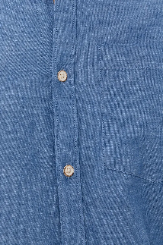 Koszula męska z lnu i bawełny organicznej niebieska niebieski