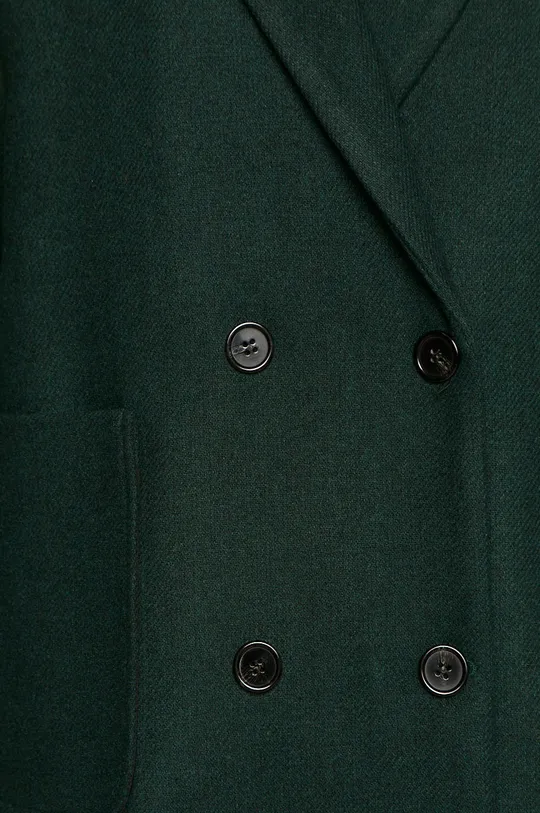 Dwurzędowy płaszcz damski z domieszką wełny zielony