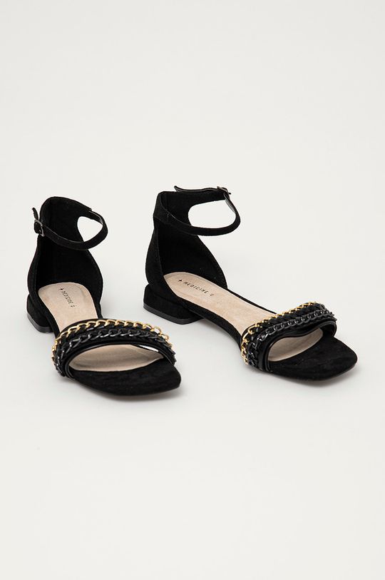 Sandały damskie z łańcuszkiem czarne czarny