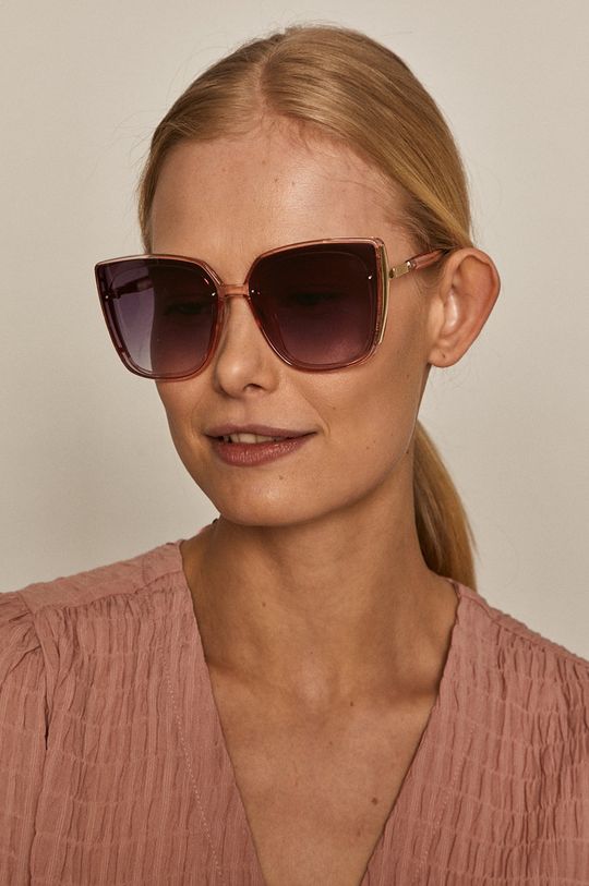 różowy Okulary przeciwsłoneczne damskie typu kocie oczy różowe Damski