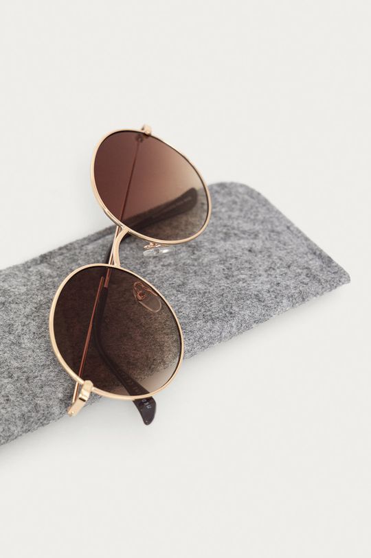 Okulary przeciwsłoneczne damskie w okrągłej metalowej oprawie brązowe Damski