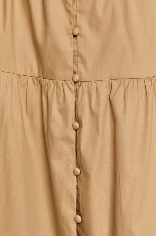 beżowy Bawełniana spódnica damska z guzikami beżowa