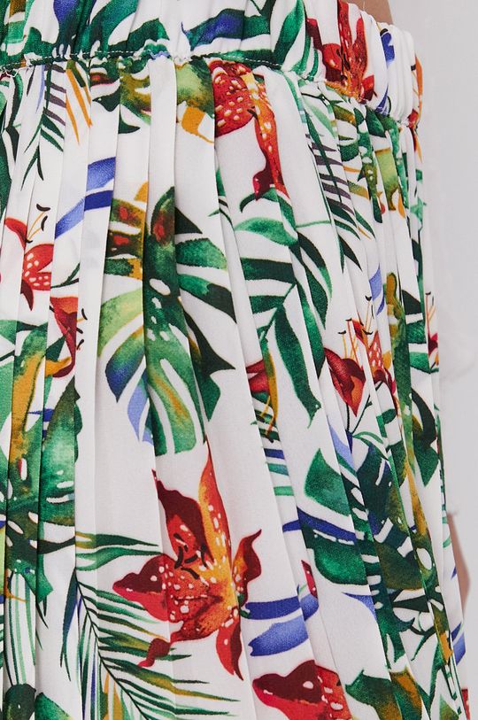 Plisowana spódnica damska w tropikalny wzór biała Damski