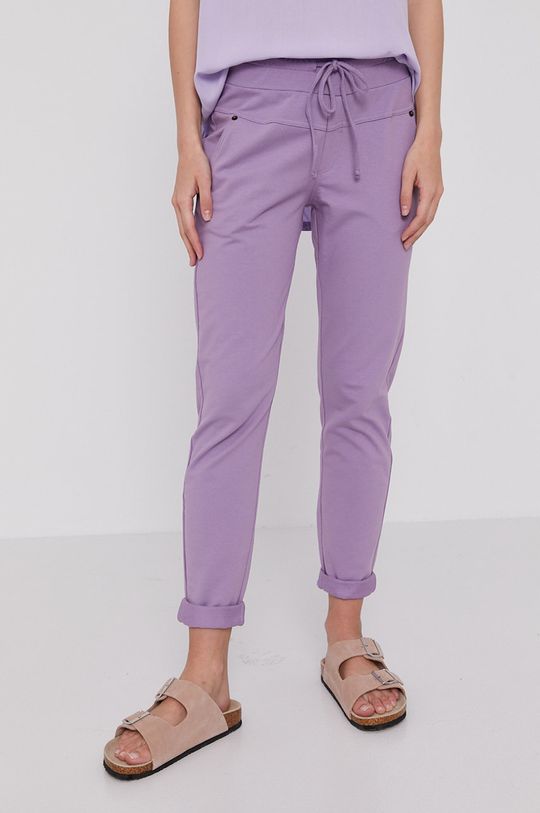 lawendowy Spodnie damskie dresowe z bawełny organicznej różowe Damski