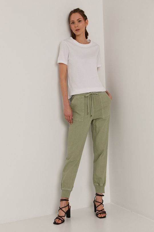 Bawełniane spodnie damskie joggery zielone jasny oliwkowy