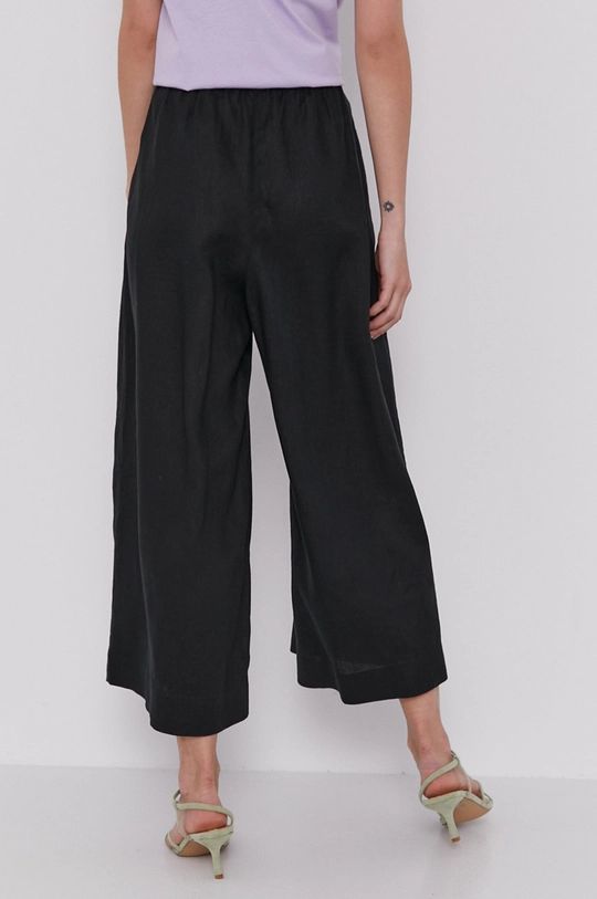 Lniane spodnie culotte czarne 100 % Len