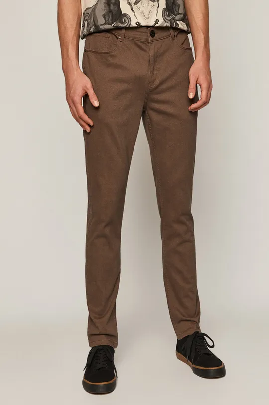 brązowy Spodnie męskie w drobny wzór brązowe Męski