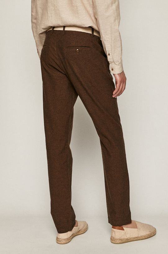 Spodnie męskie dresowe lniane z paskiem brązowe Męski