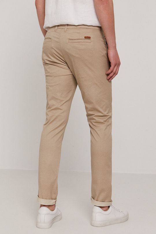 Spodnie męskie w drobny wzór beżowe 98 % Bawełna, 2 % Elastan