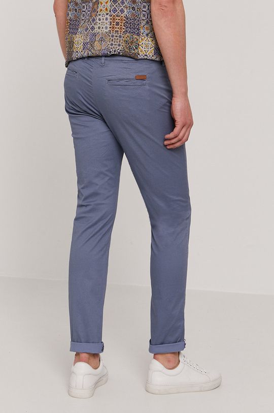Spodnie męskie w drobny wzór niebieskie 98 % Bawełna, 2 % Elastan