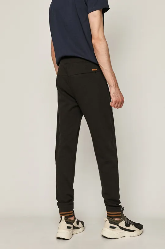 Spodnie męskie dresowe z dzianiny strukturalnej czarne 50 % Bawełna, 50 % Poliester
