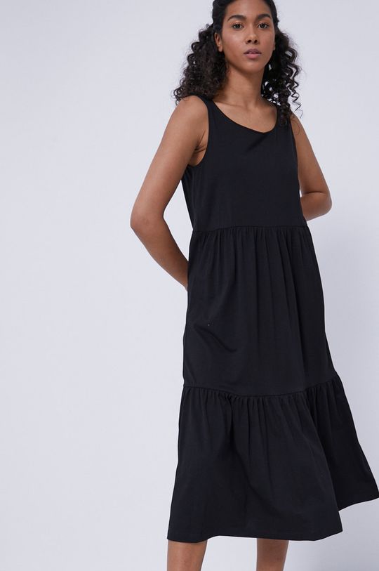 czarny Sukienka damska z bawełny organicznej czarna Damski