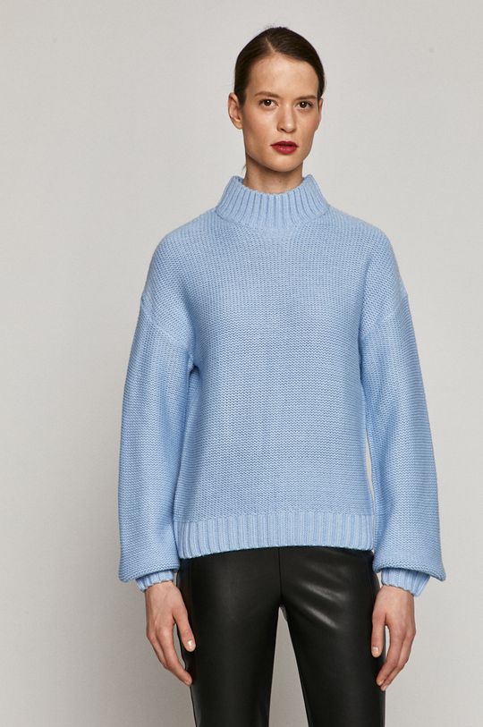 blady niebieski Sweter damski z półgolfem niebieski