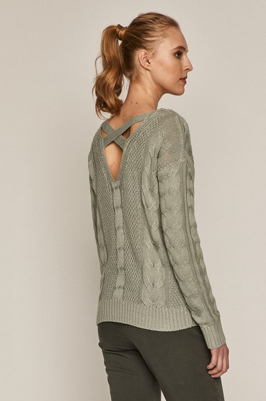 Sweter damski z warkoczowym splotem turkusowy 100 % Akryl