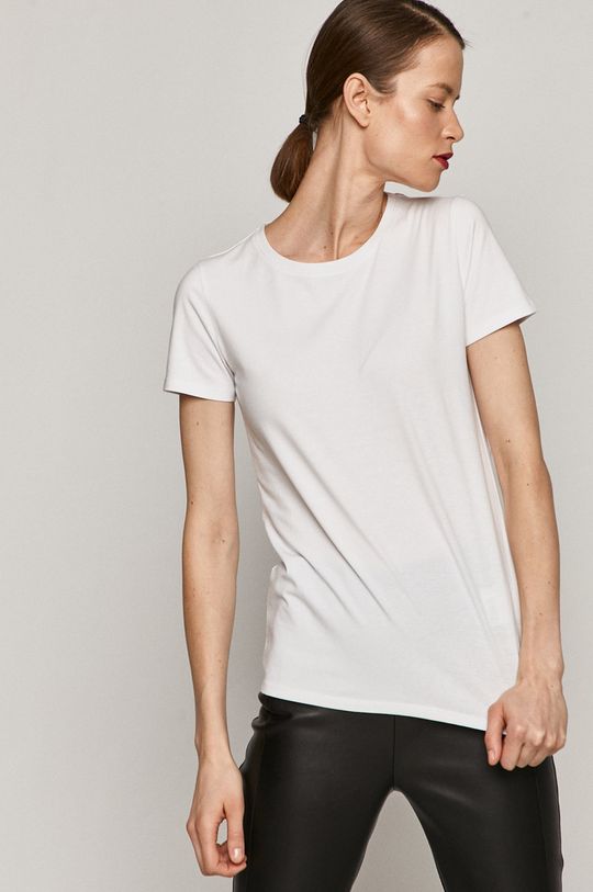 biały T-shirt damski z bawełny organicznej biały Damski
