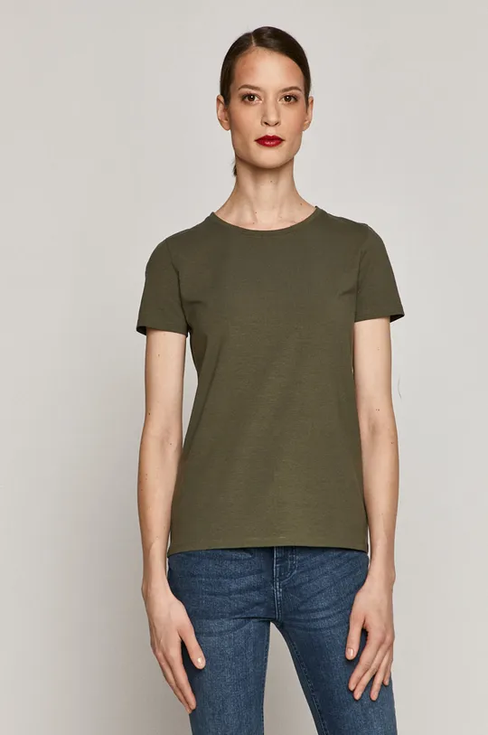 T-shirt damski z bawełny organicznej zielony zielony