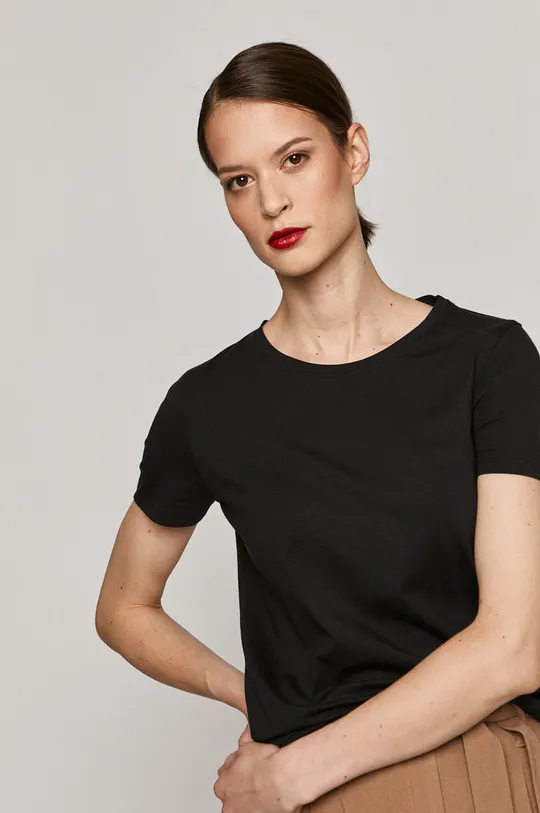 czarny T-shirt damski z bawełny organicznej czarny Damski
