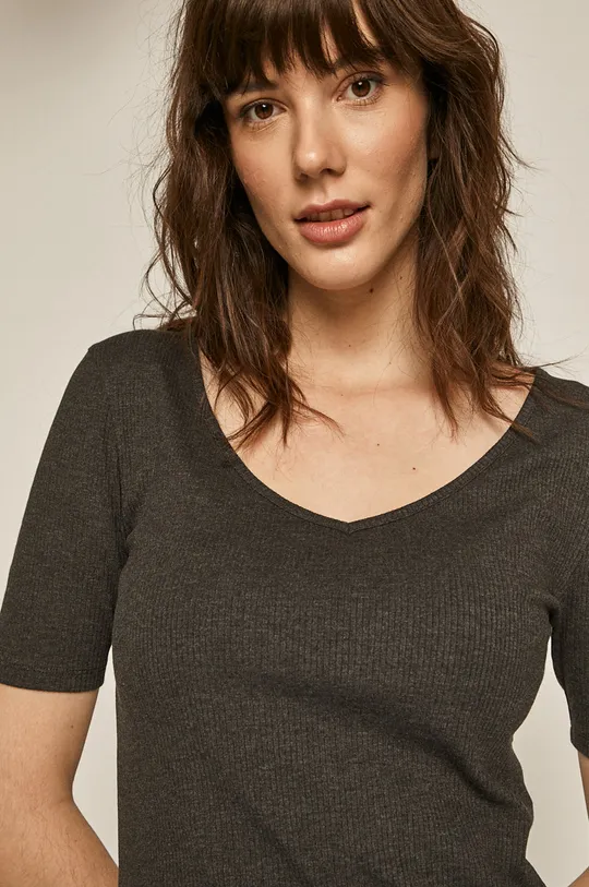 szary T-shirt damski z bawełną organiczną szary
