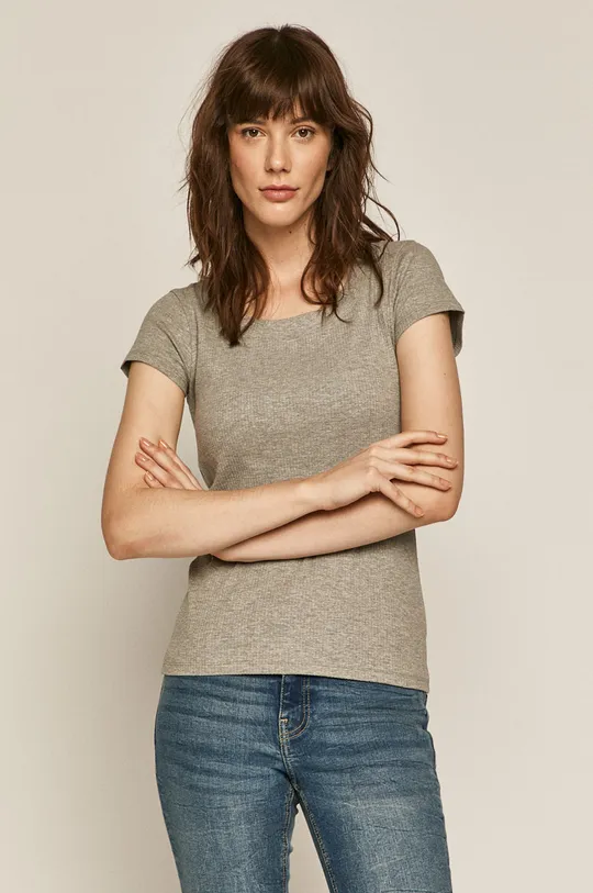 szary T-shirt damski z bawełną organiczną  szary