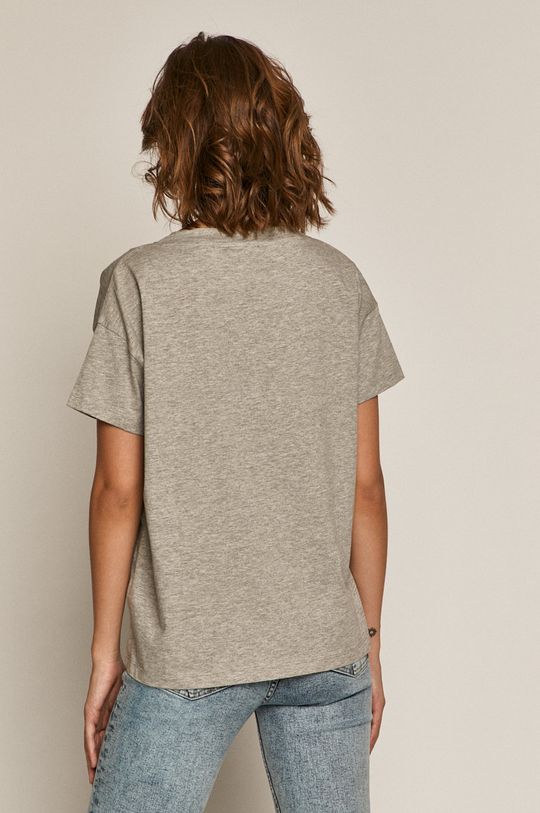 T-shirt damski z bawełny organicznej z dekoltem V szary 100 % Bawełna organiczna