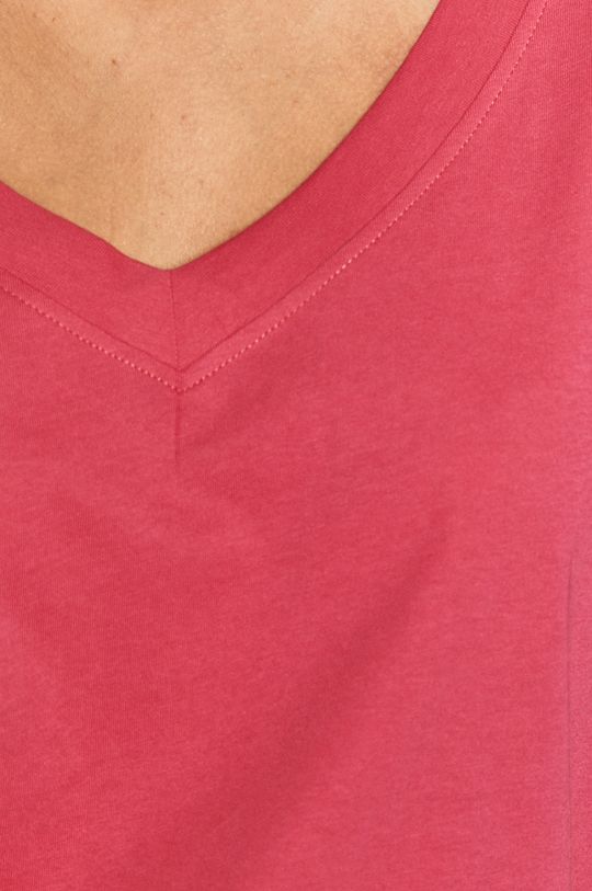 T-shirt damski z bawełny organicznej z dekoltem V różowy Damski