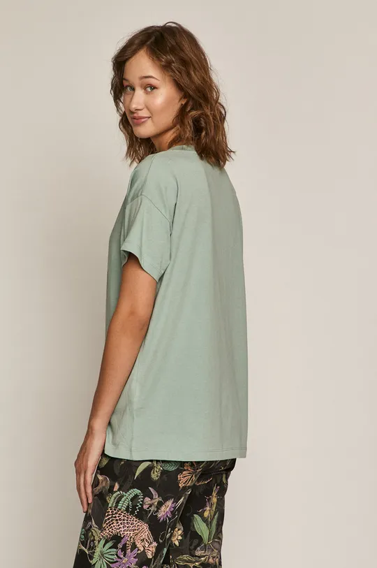 T-shirt damski z bawełny organicznej z dekoltem V zielony 100 % Bawełna organiczna