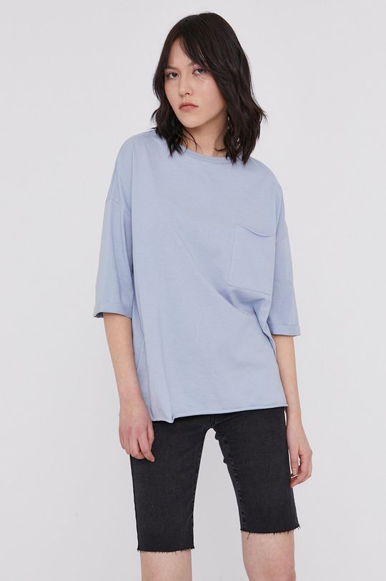 T-shirt damski oversize z bawełny organicznej niebieski 100 % Bawełna organiczna