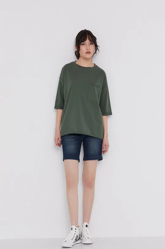 zielony T-shirt damski oversize z bawełny organicznej zielony Damski