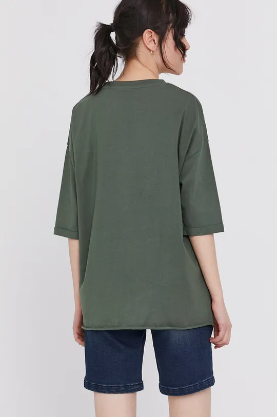 T-shirt damski oversize z bawełny organicznej zielony 100 % Bawełna organiczna