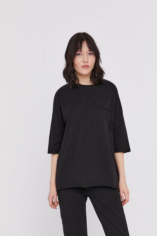 T-shirt damski oversize z bawełny organicznej czarny czarny