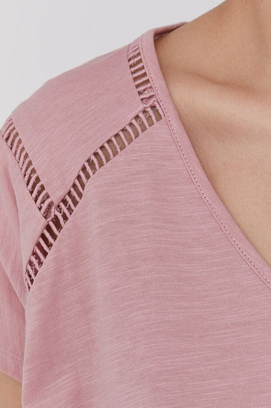 T-shirt damski z bawełny organicznej z dekoltem różowy Damski