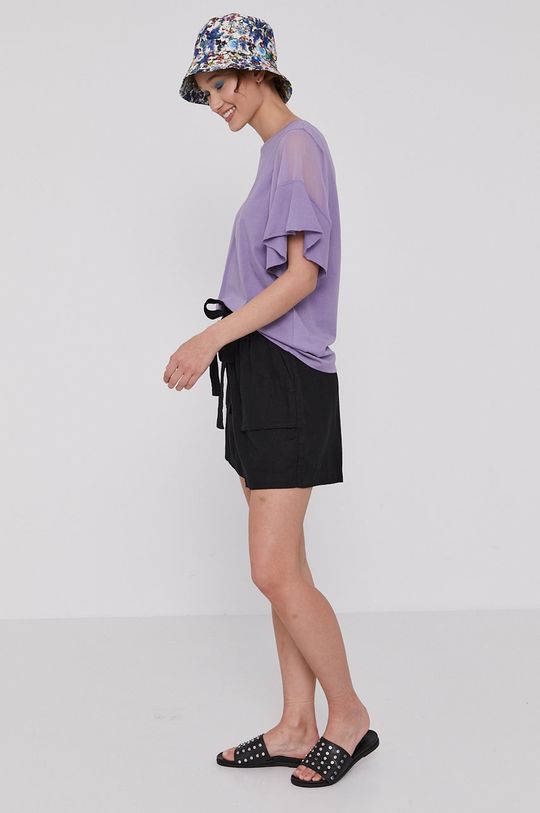 fioletowy T-shirt damski z bawełny organicznej fioletowy Damski
