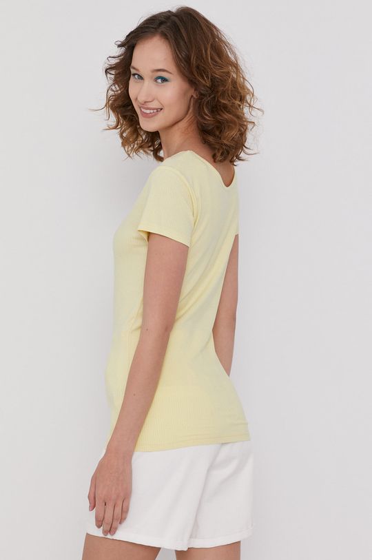 T-shirt damski w prążki żółty 5 % Elastan, 95 % Wiskoza