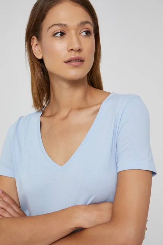 niebieski T-shirt damski z bawełny organicznej niebieski