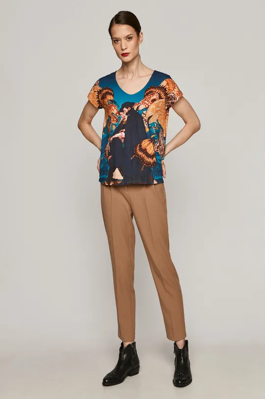 T-shirt damski z kolekcji EVIVA L’ARTE z bawełny organicznej multicolor