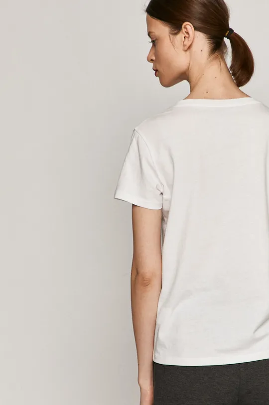T-shirt damski z bawełny organicznej z napisem KATASTROFA biały <p>100 % Bawełna organiczna</p>