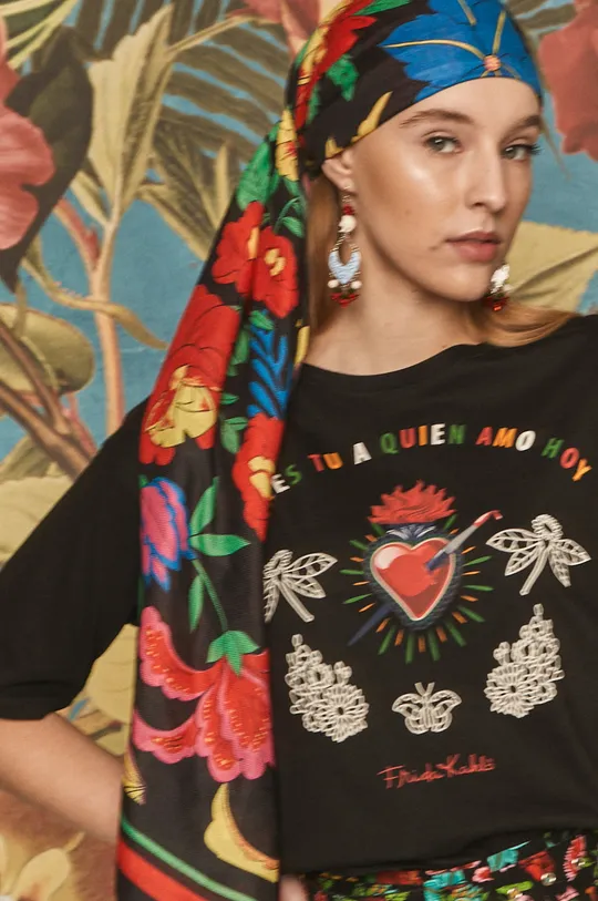 T-shirt damski Frida Kahlo czarny 100 % Bawełna