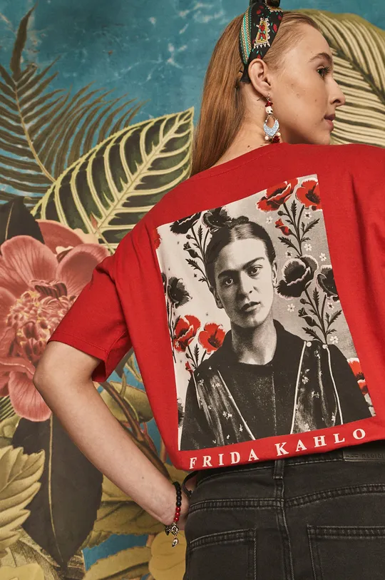 czerwony T-shirt damski Frida Kahlo czerwony Damski