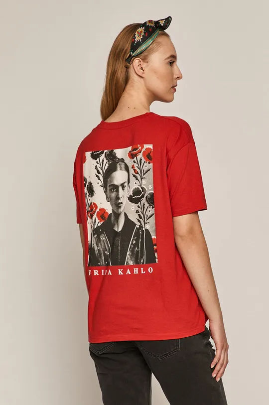 czerwony T-shirt damski Frida Kahlo czerwony