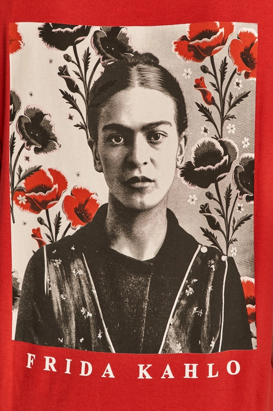 T-shirt damski Frida Kahlo czerwony