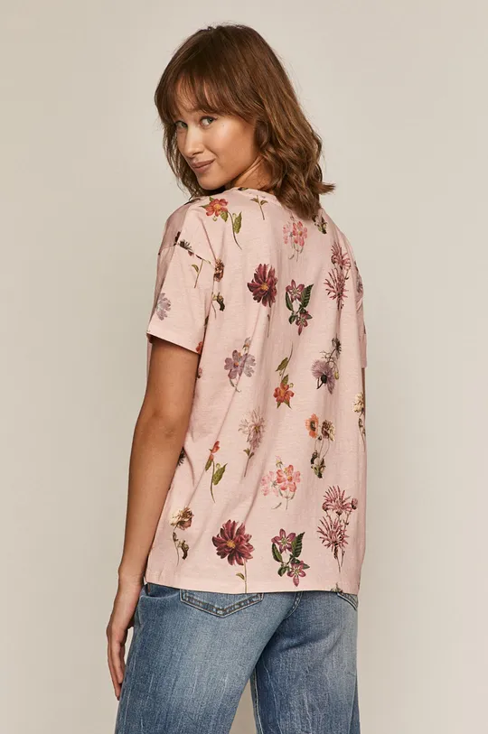 Bawełniany t-shirt damski w kwiaty różowy 100 % Bawełna