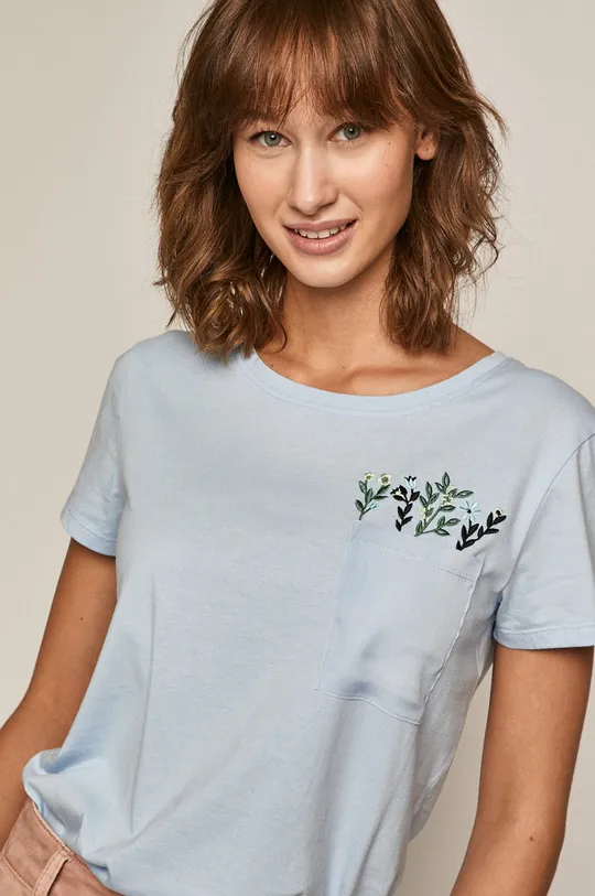 niebieski T-shirt damski z bawełny organicznej niebieski